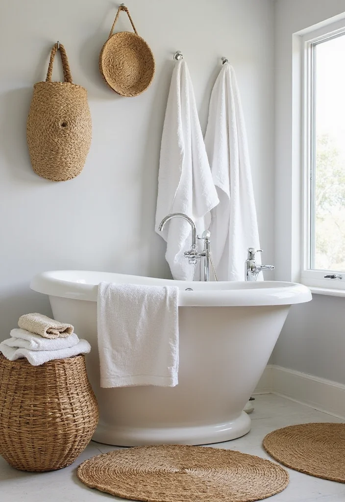 12 Small Coastal Bathroom Ideas with Breezy Light Style 56 12 Small Coastal Bathroom Ideas with Breezy Light Style - 6. Textured Elements