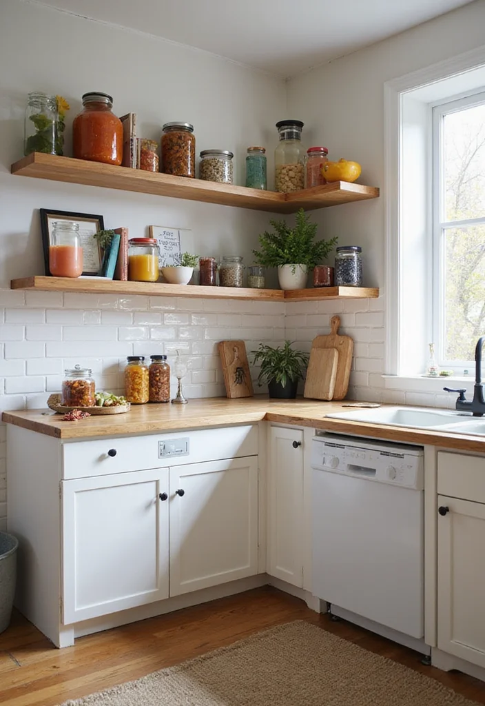 12 Small U Shaped Kitchen Ideas for Better Flow and Storage 1 12 Small U Shaped Kitchen Ideas for Better Flow and Storage - 1. Floating Shelves for Easy Access