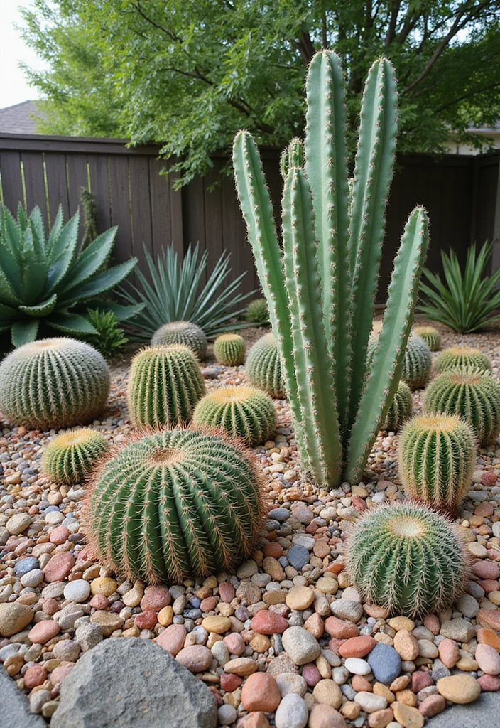 12 Southwest Backyard Ideas with Warm Desert Style 1 12 Southwest Backyard Ideas with Warm Desert Style - 1. Vibrant Drifting Cactus Garden