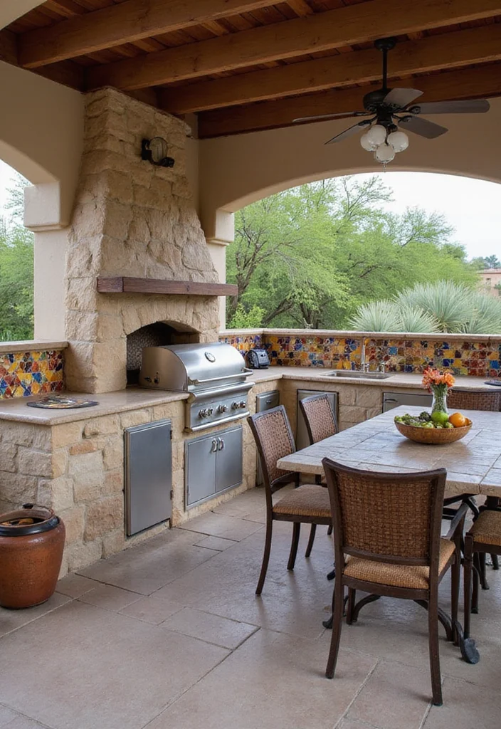 12 Southwest Backyard Ideas with Warm Desert Style 34 12 Southwest Backyard Ideas with Warm Desert Style - 4. Southwestern-Inspired Outdoor Kitchen