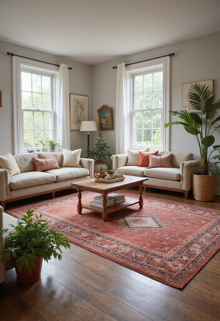 12 Split Living Room Ideas to Improve Layout and Flow - 1. Zoning with Rugs
