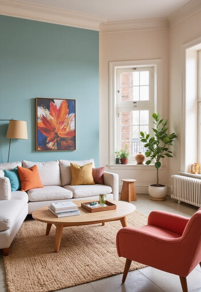 12 Split Living Room Ideas to Improve Layout and Flow - 4. Use of Color Schemes