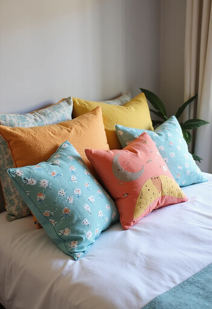 12 Summer Bedroom Ideas for Airy Bright Refresh - 12. Whimsical Throw Pillows