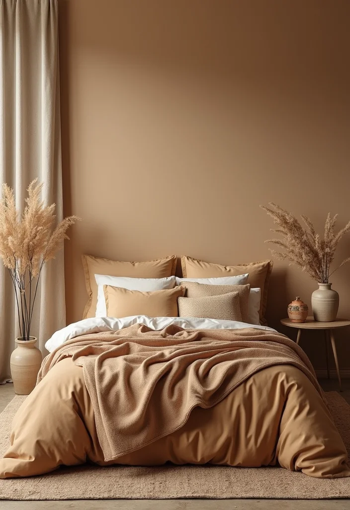 12 Tan Bedroom Ideas for Calm Neutral Comfort - 6. Monochromatic Tan Layers