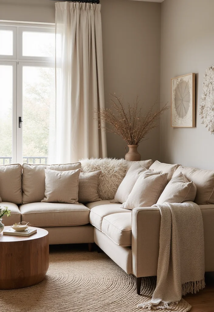 12 Tan Living Room Ideas for Soft Cozy Neutrals - 10. Layering Neutrals