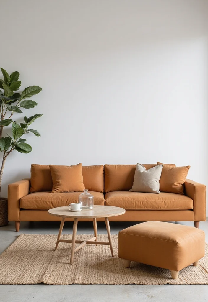 12 Tan Living Room Ideas for Soft Cozy Neutrals - 3. Minimalist Tan Furniture