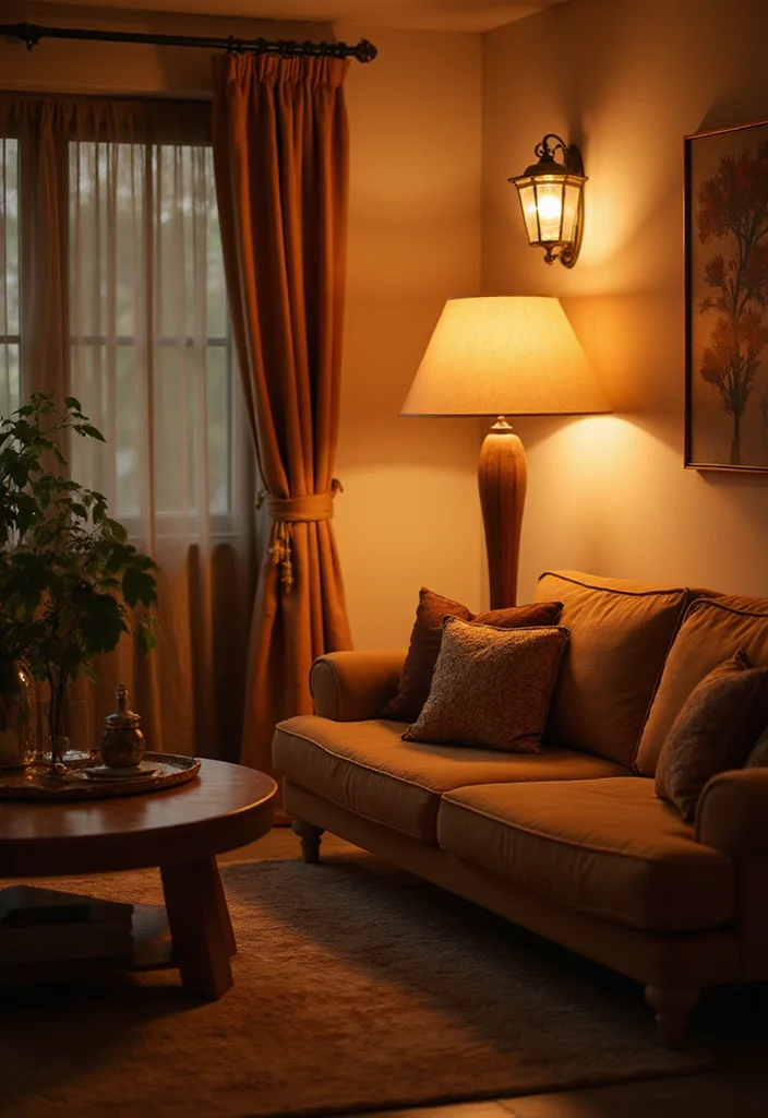 12 Tan Living Room Ideas for Soft Cozy Neutrals - 5. Warm Lighting Solutions