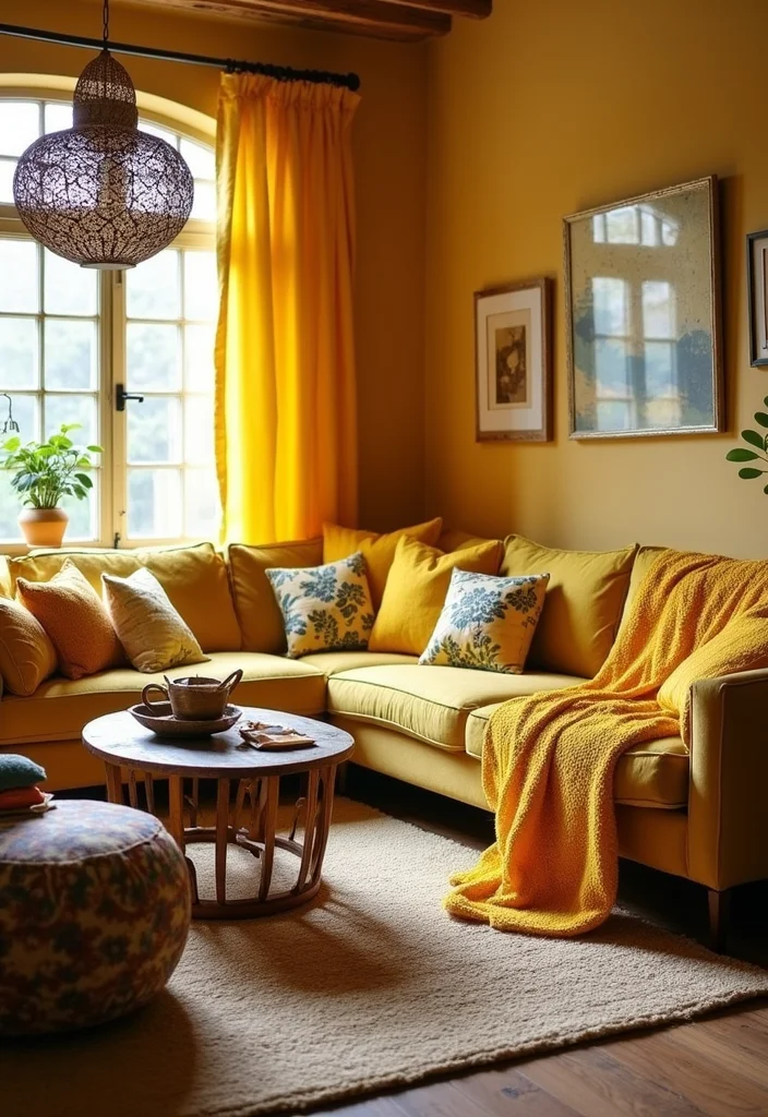 12 Yellow Living Room Ideas for Bright Cheerful Spaces 111 12 Yellow Living Room Ideas for Bright Cheerful Spaces - 11. Layered Yellow Fabrics