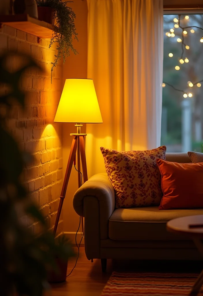 12 Yellow Living Room Ideas for Bright Cheerful Spaces 56 12 Yellow Living Room Ideas for Bright Cheerful Spaces - 6. Cheerful Yellow Lighting