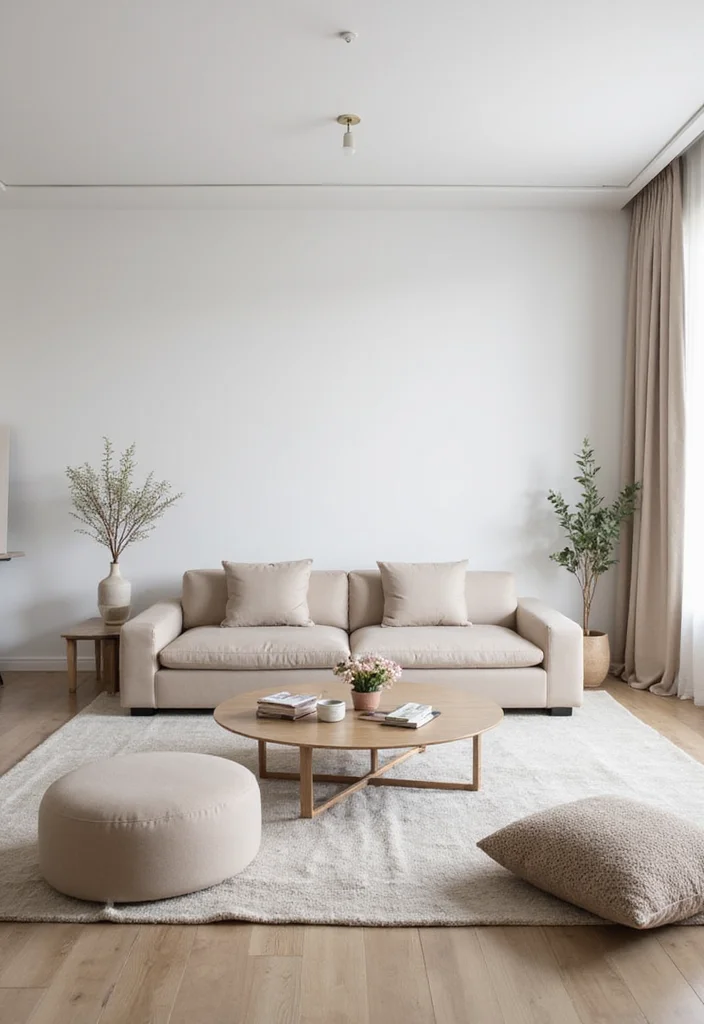12 Zen Living Room Ideas for Calm Minimal Serenity - 3. Minimalistic Furniture Choices