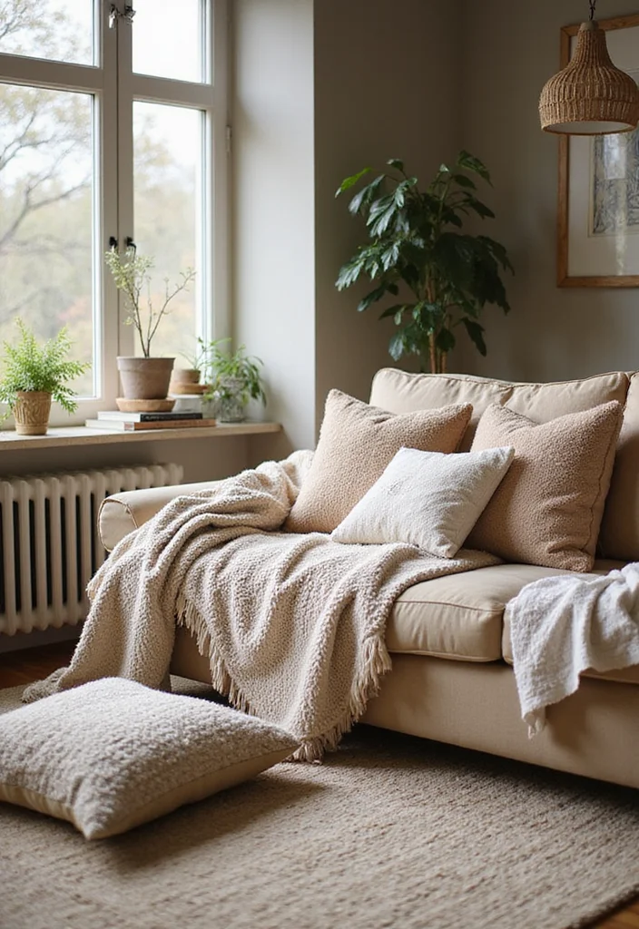 12 Zen Living Room Ideas for Calm Minimal Serenity - 6. Soft Textiles for Comfort