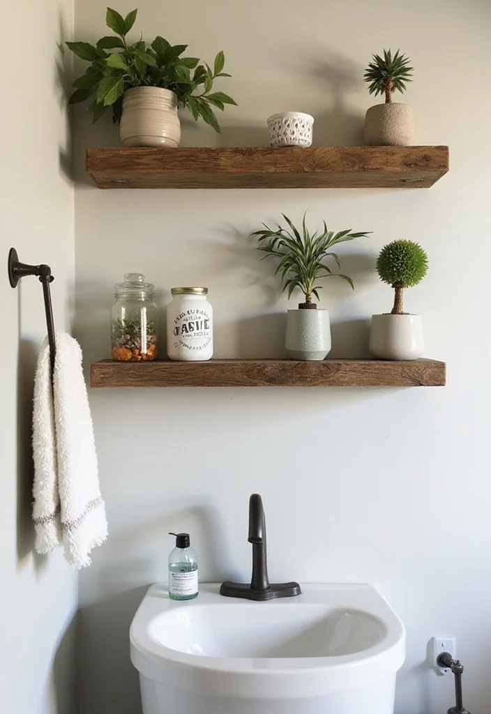 14 Bathroom Wall Storage Ideas to Maximize Small Spaces - 12. Reclaimed Wood Shelves: Rustic Charm