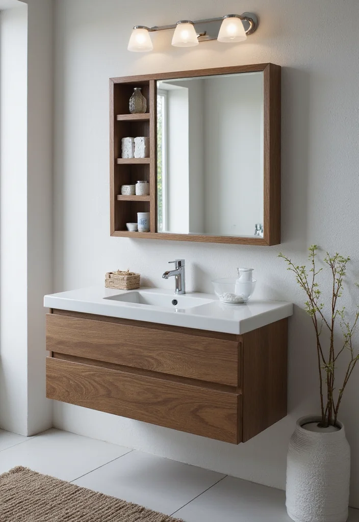 14 Bathroom Wall Storage Ideas to Maximize Small Spaces - 14. Wall-Mounted Vanity: Style Meets Function