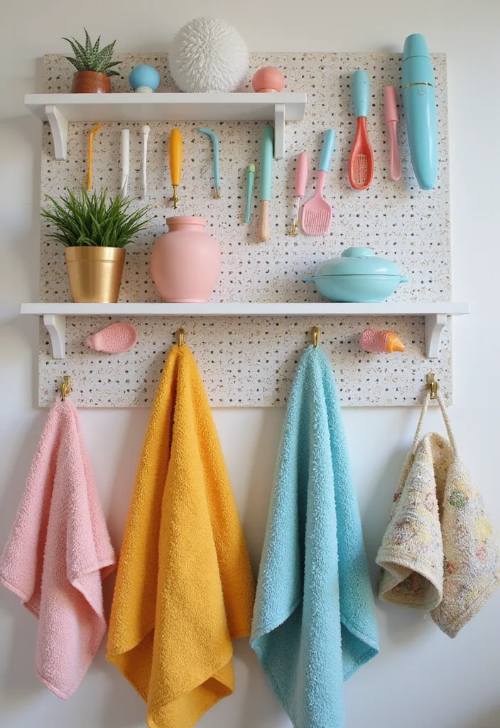 14 Bathroom Wall Storage Ideas to Maximize Small Spaces - 5. Pegboards: Versatile and Trendy