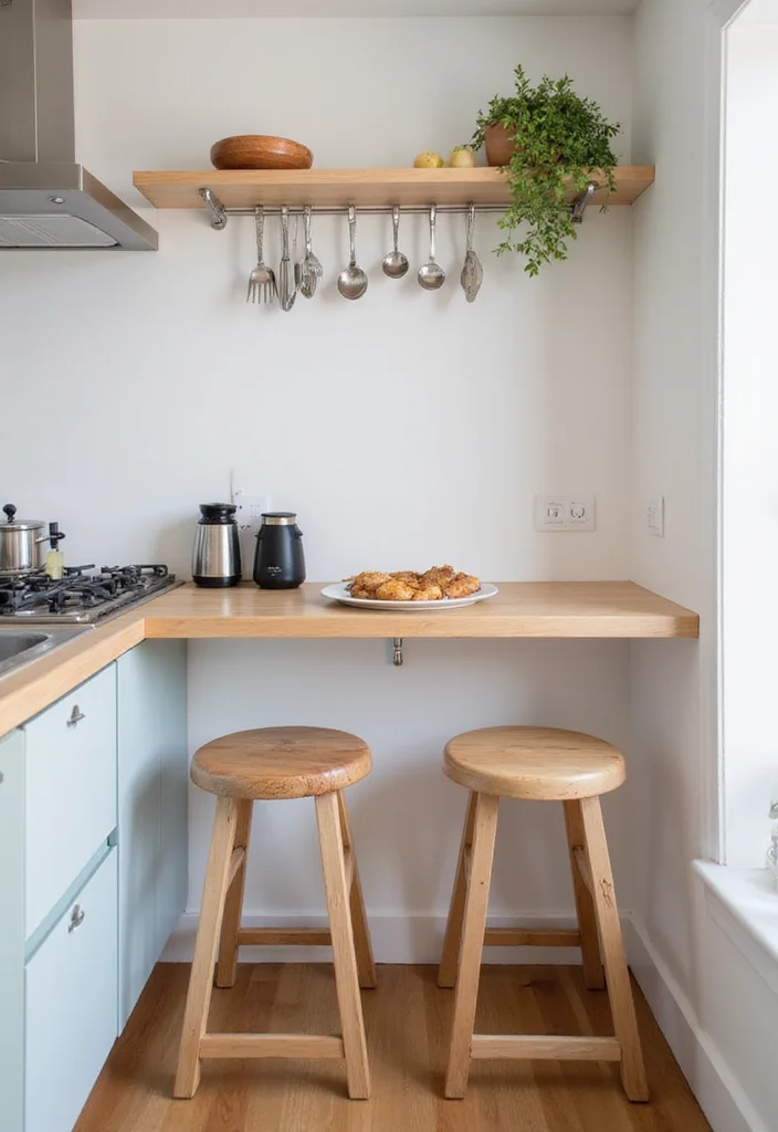 14 Kitchen Breakfast Bar Ideas for Casual Dining and Prep 122 14 Kitchen Breakfast Bar Ideas for Casual Dining and Prep - 12. Space-Saving Folding Bar