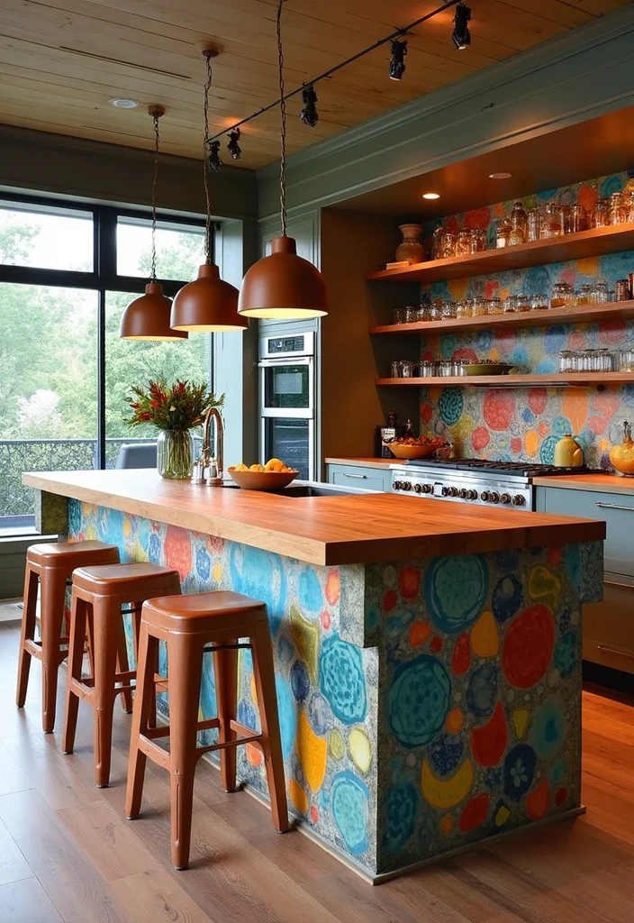 14 Kitchen Breakfast Bar Ideas for Casual Dining and Prep 133 14 Kitchen Breakfast Bar Ideas for Casual Dining and Prep - 13. Artistic Statement Bar