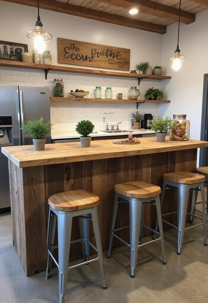 14 Kitchen Breakfast Bar Ideas for Casual Dining and Prep 23 14 Kitchen Breakfast Bar Ideas for Casual Dining and Prep - 3. Rustic Wood Plank Bar