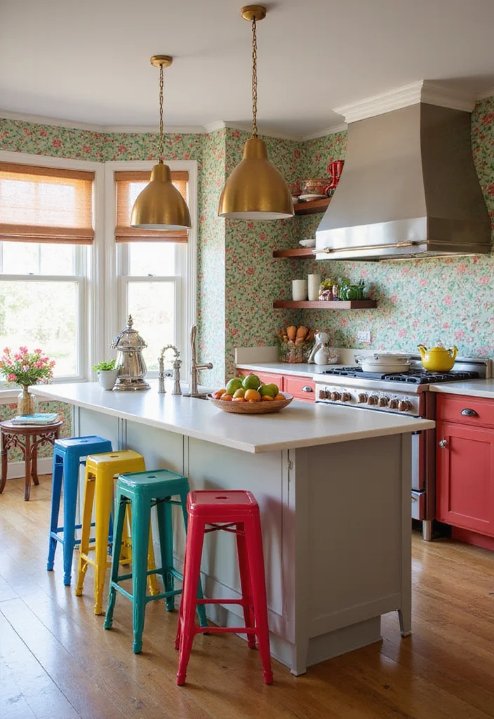 14 Kitchen Breakfast Bar Ideas for Casual Dining and Prep 89 14 Kitchen Breakfast Bar Ideas for Casual Dining and Prep - 9. Bright and Bold Accents