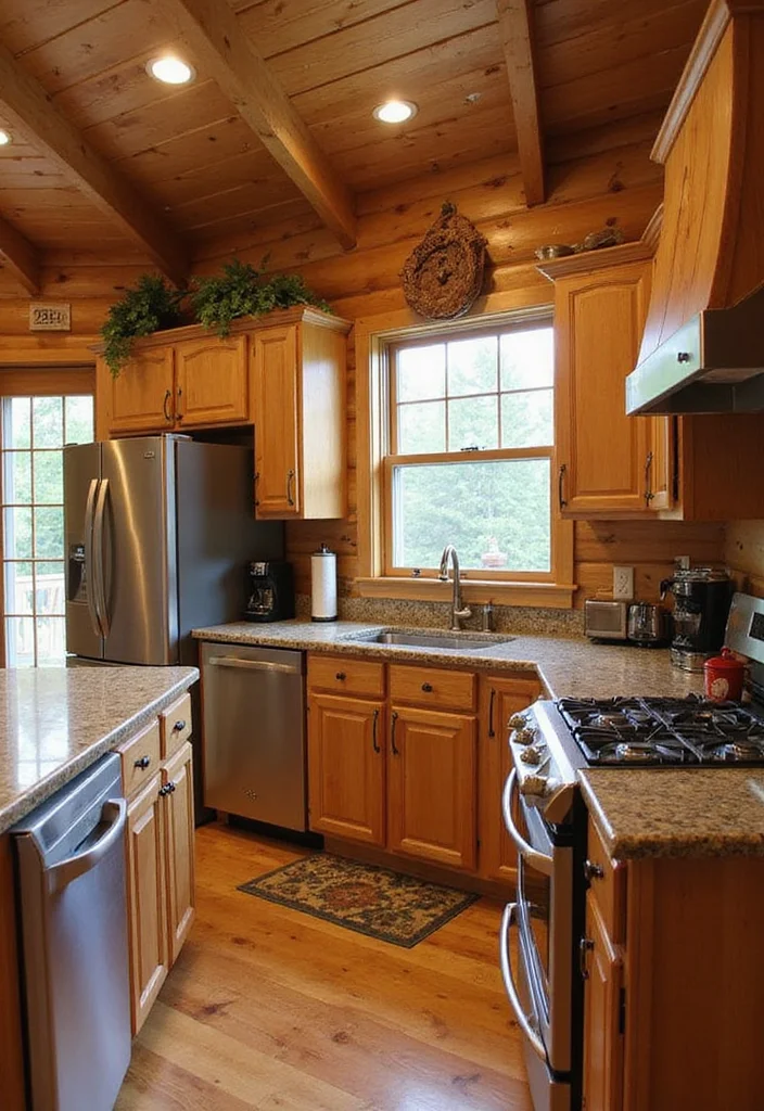 14 Log Cabin Kitchen Ideas for Cozy Natural Comfort - 11. Modern Appliances with a Rustic Twist
