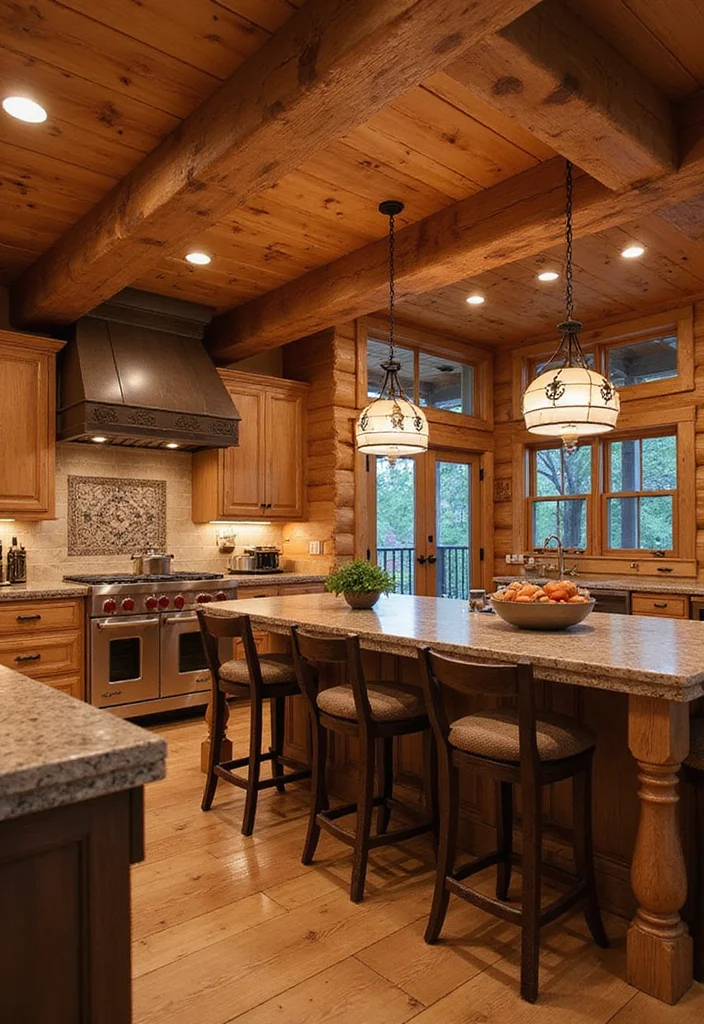 14 Log Cabin Kitchen Ideas for Cozy Natural Comfort - 6. Rustic Lighting