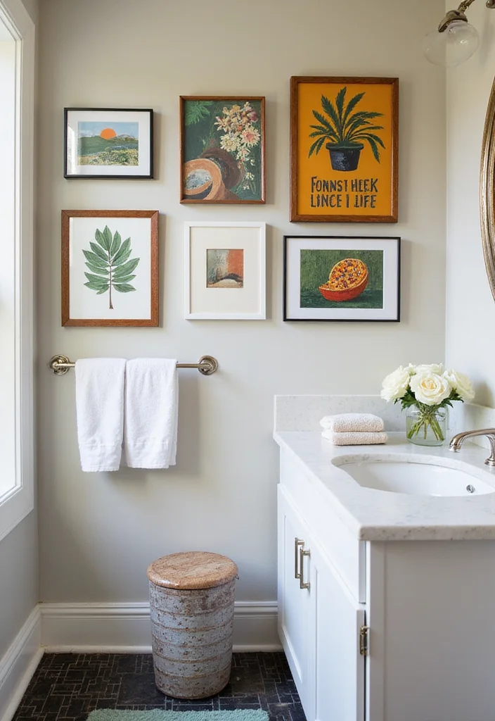 14 Modern Guest Bathroom Ideas for a Stylish Easy Upgrade - 11. Artful Decor