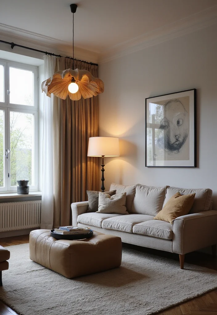 14 Scandinavian Living Room Ideas for Clean Minimal Warmth - 5. Statement Lighting Fixtures