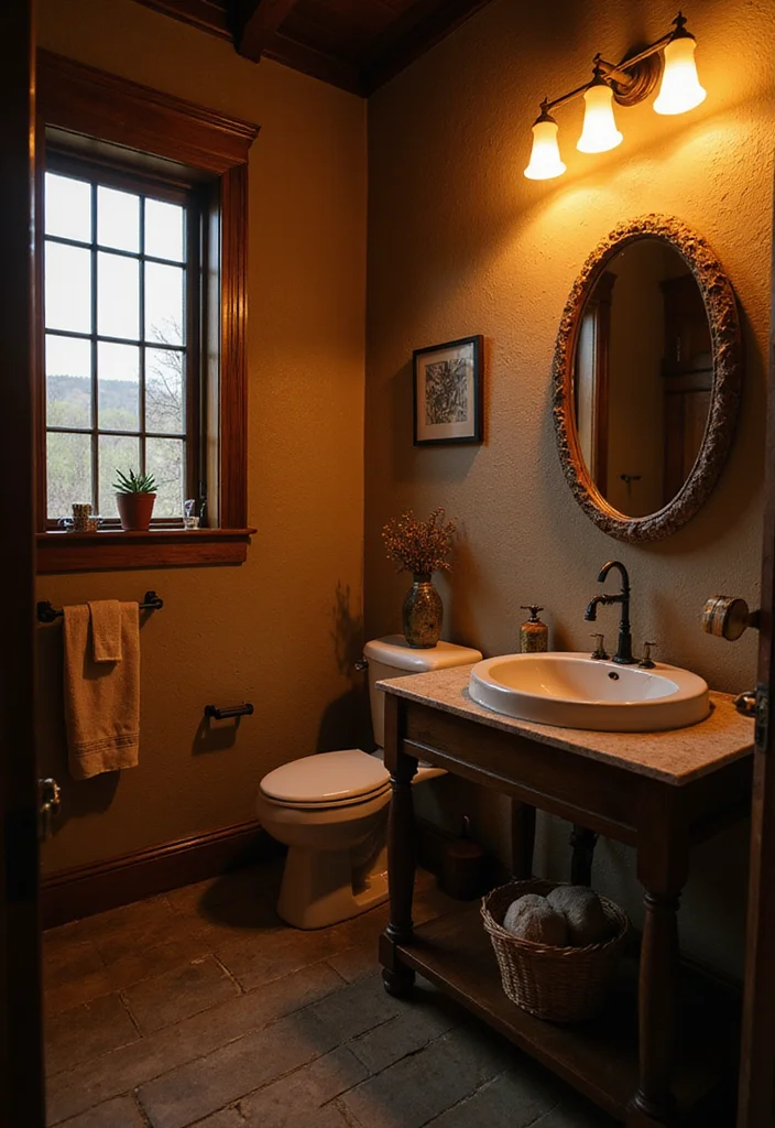 15 Farmhouse Bathroom Decor Ideas for a Fresh Country Look - 10. Warm Lighting Fixtures