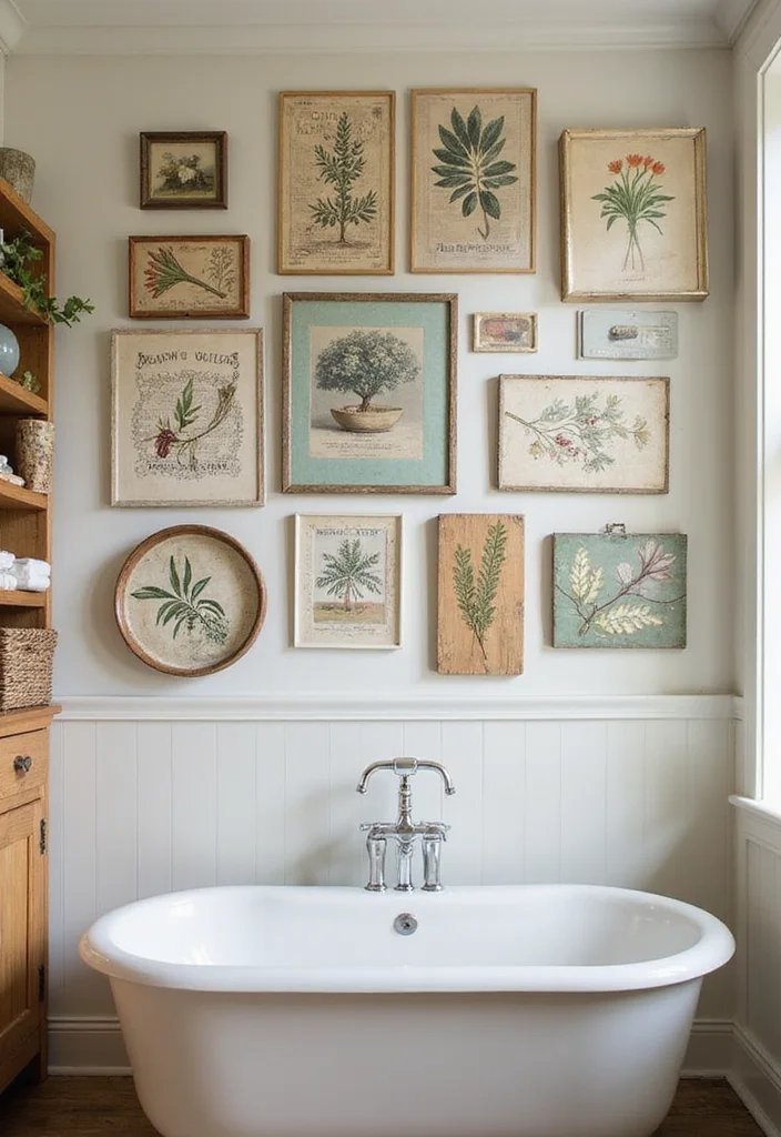 15 Farmhouse Bathroom Decor Ideas for a Fresh Country Look - 13. Unique Wall Art