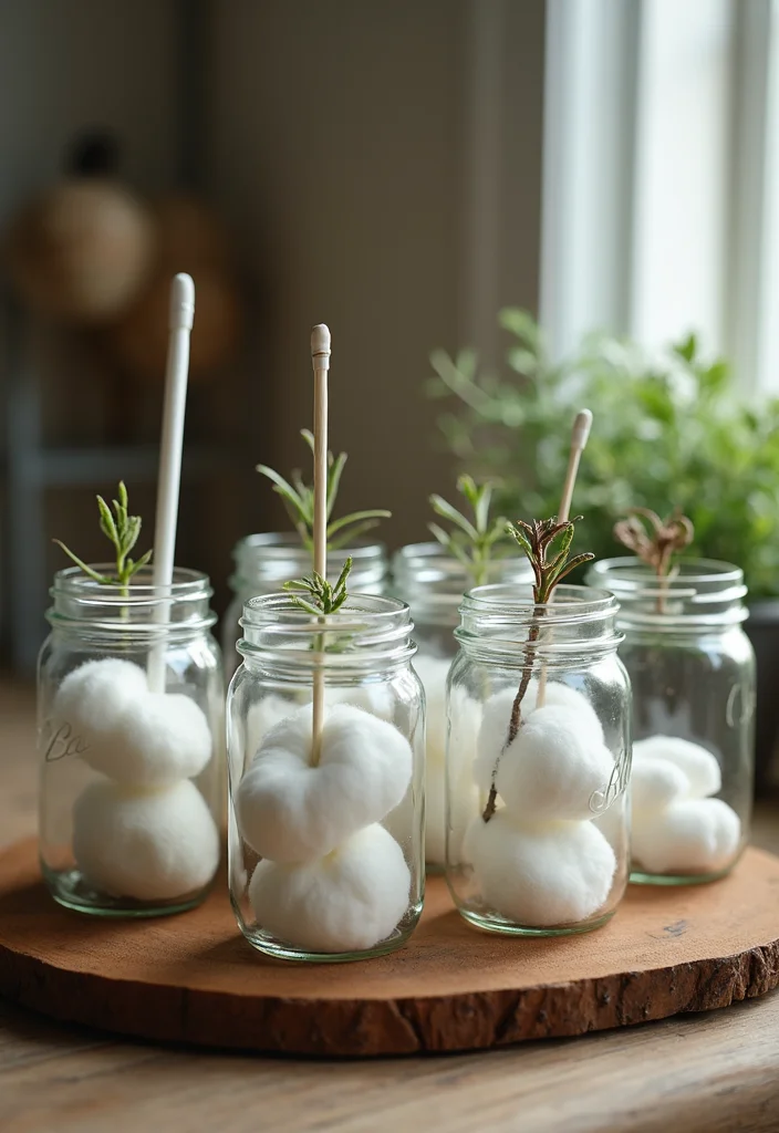 15 Farmhouse Bathroom Decor Ideas for a Fresh Country Look - 2. Mason Jar Storage Solutions