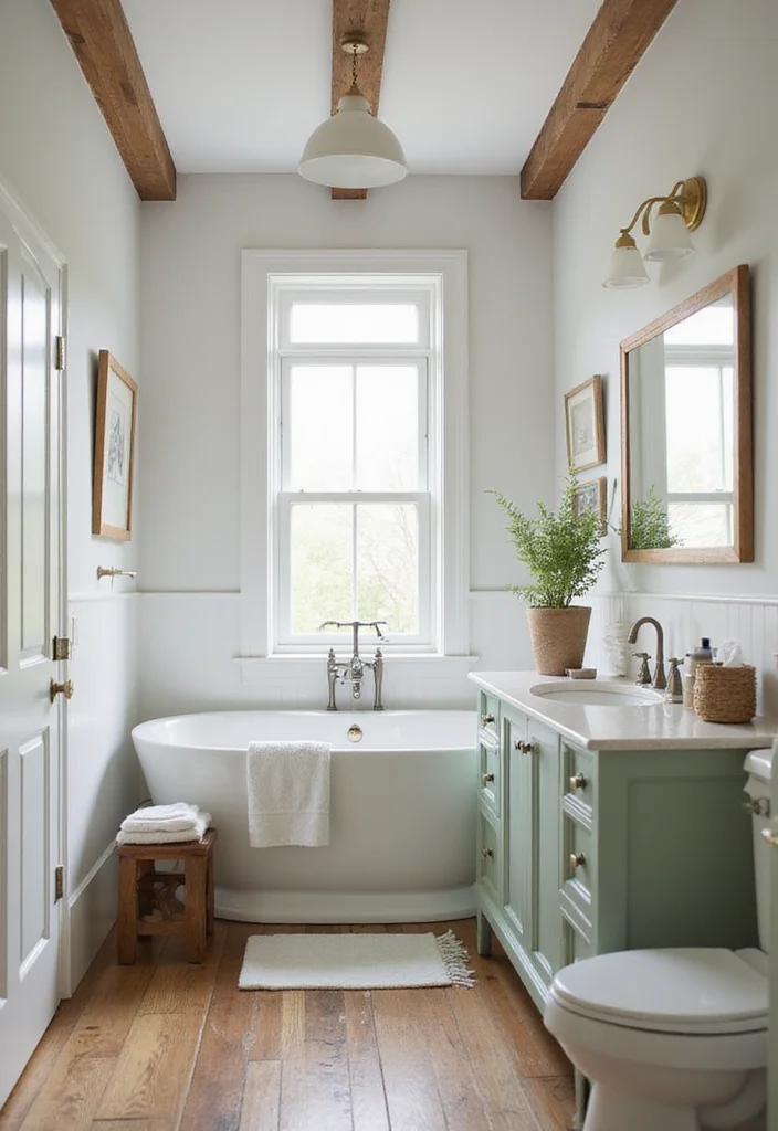 15 Farmhouse Bathroom Decor Ideas for a Fresh Country Look - 5. Soothing Color Palette