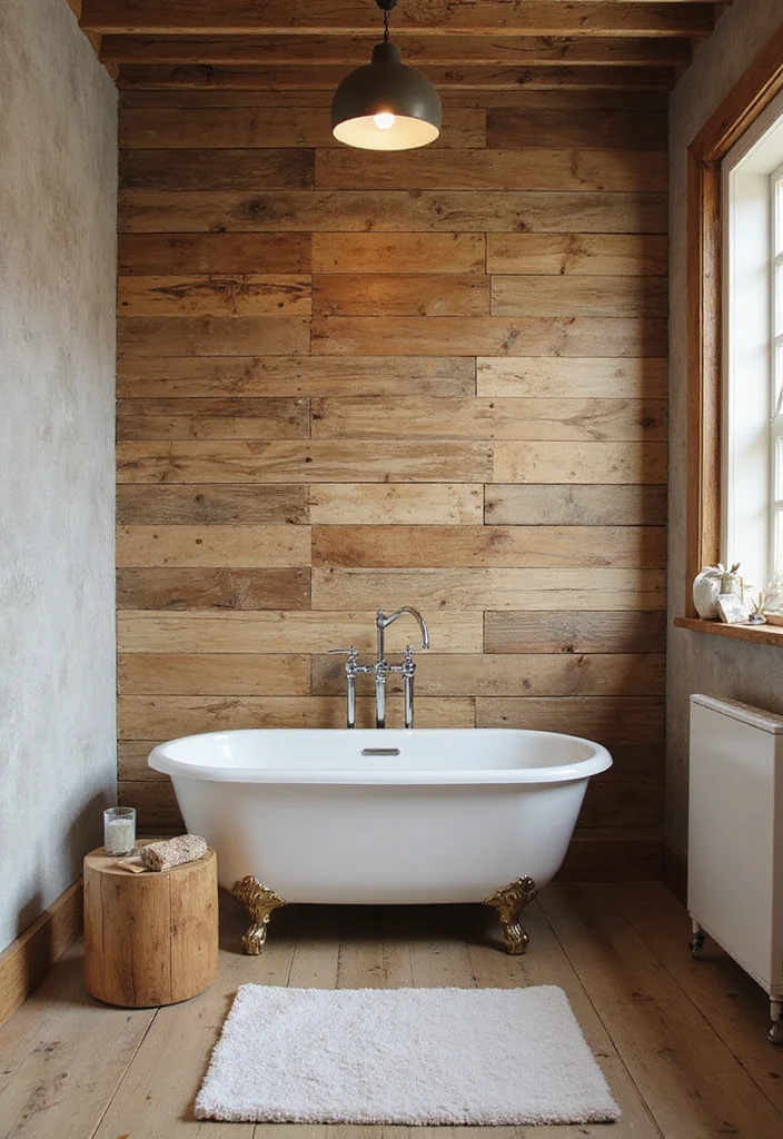 15 Farmhouse Bathroom Decor Ideas for a Fresh Country Look - 7. DIY Wooden Pallet Wall