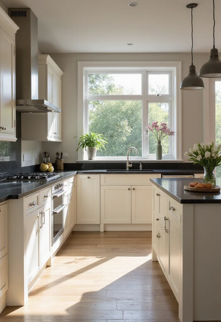 16 Kitchen Colour Combination Ideas for Fresh Modern Style - 11. Cream and Charcoal Black