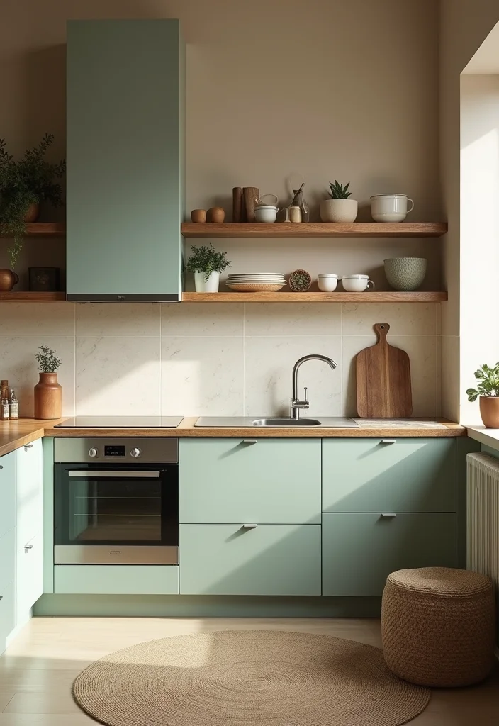 16 Kitchen Colour Combination Ideas for Fresh Modern Style - 12. Taupe and Soft Mint