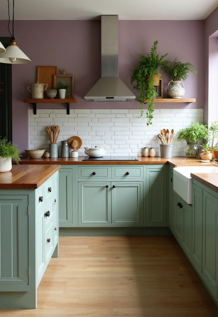 16 Kitchen Colour Combination Ideas for Fresh Modern Style - 8. Muted Lavender and Sage Green