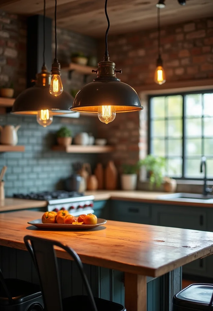 16 Kitchen Pendant Lighting Ideas for Better Task Lighting - 16. Vintage Industrial Fusion