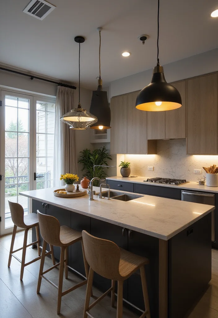 16 Kitchen Pendant Lighting Ideas for Better Task Lighting - 6. Geometric Designs
