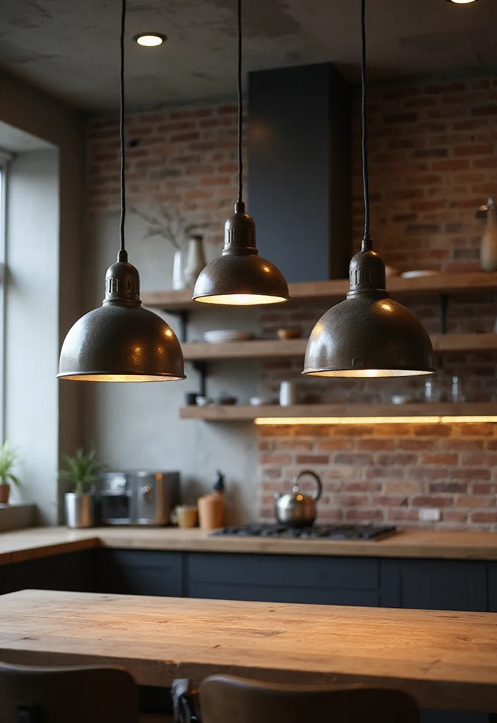 16 Kitchen Pendant Lighting Ideas for Better Task Lighting - 8. Industrial Chic