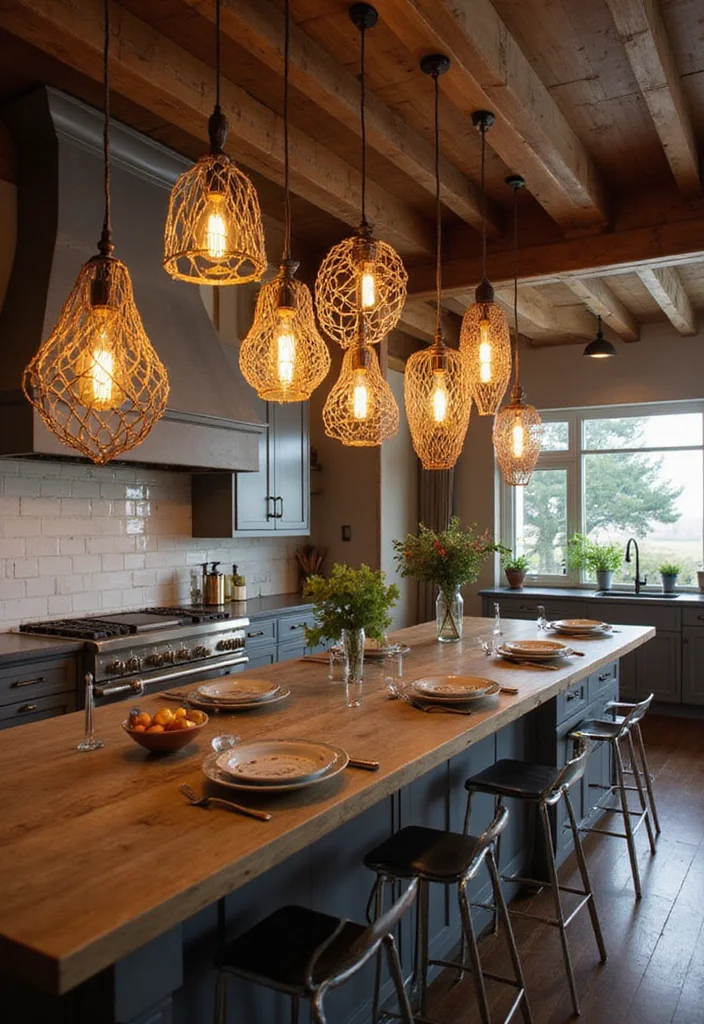 16 Kitchen Pendant Lighting Ideas for Better Task Lighting - 9. Artistic Sculptures