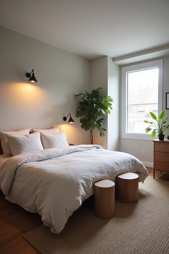 bedside stool wall sconces clutter free storage