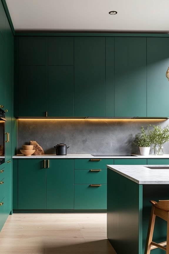 bold cabinets with lighter contrasts