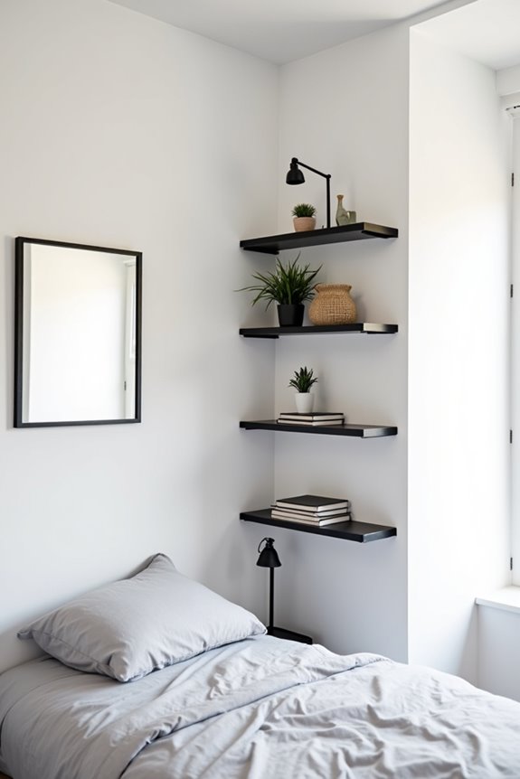 floating shelves maximize small spaces