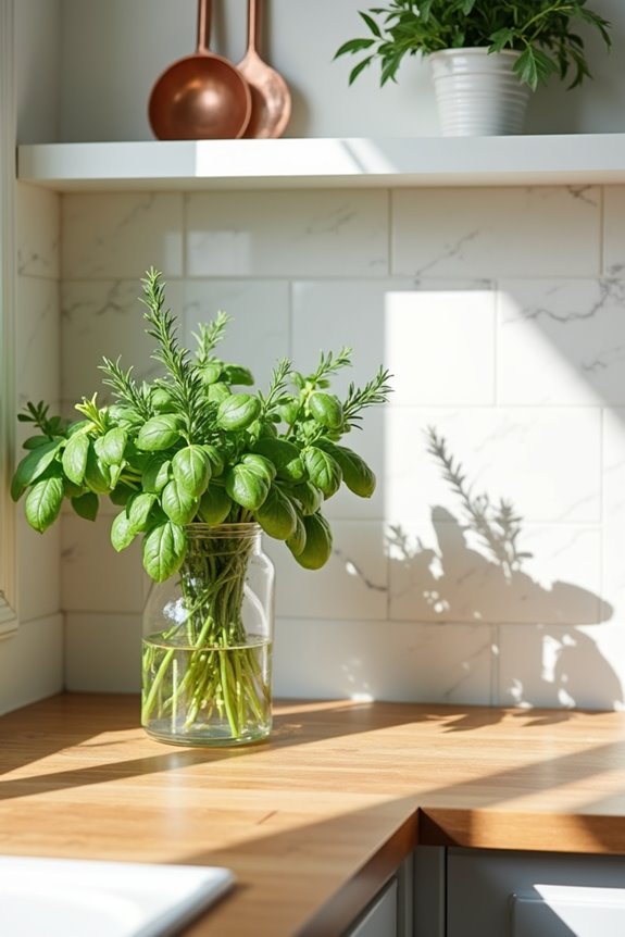 fresh herbs in simple jars