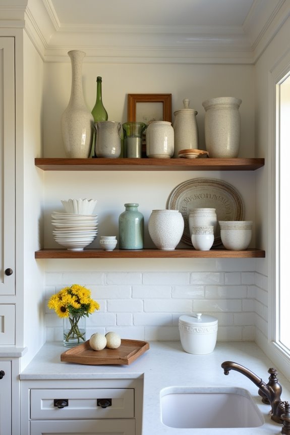 5 Stylish Ways to Decorate Above Kitchen Cabinets 4 odd numbered varied height vignettes