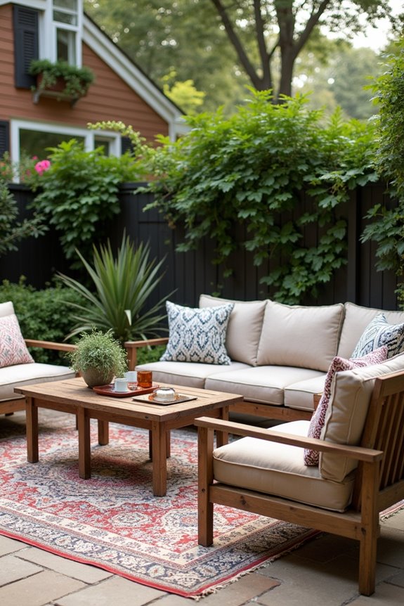 outdoor rug weatherproof seating fire pit