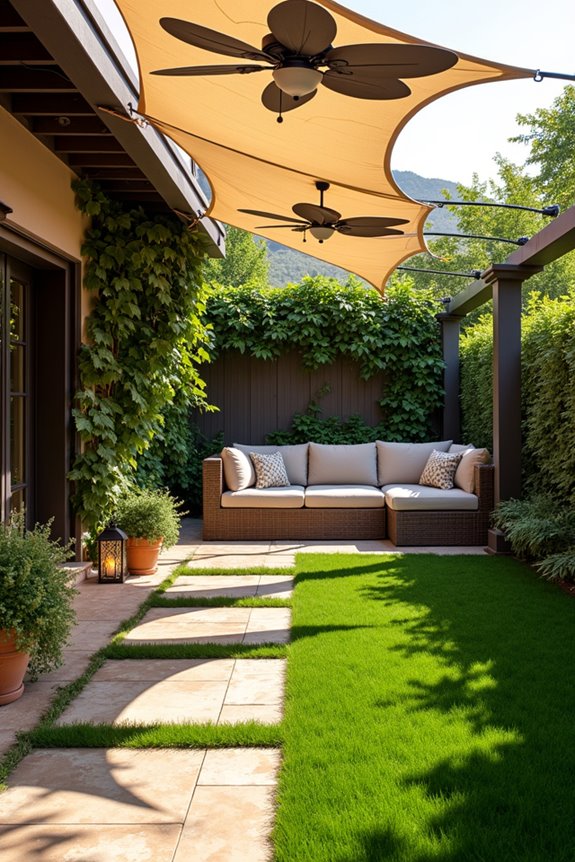 pergolas and sails create shade