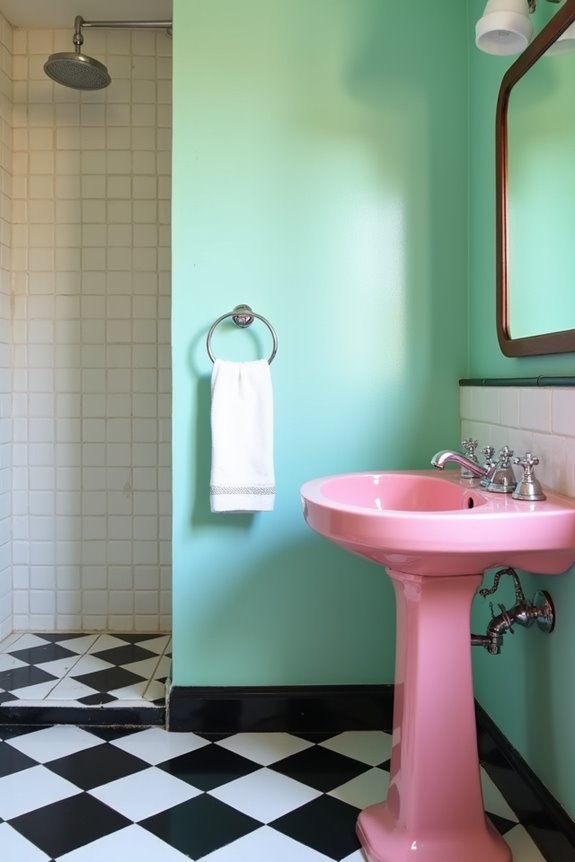 How to Decorate a Retro Bathroom: Essential Tips and Ideas 1 white subway and penny tile foundation